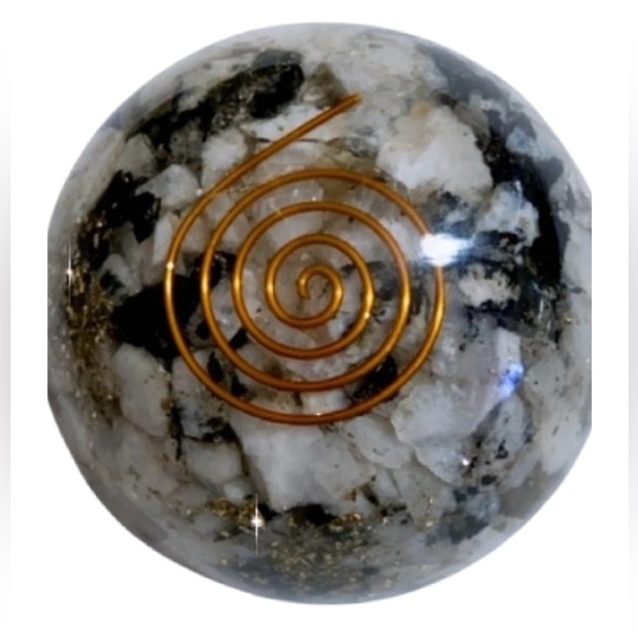 Obsidian & Clear Quartz Crystal Orgonite Sphere - Picture 1 of 6